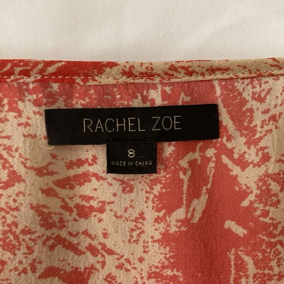 Rachel Zoe Silk Blouse SIZE 8 Sheer Dolman Long Sleeve Abstract Art to Wear - Picture 5 of 11